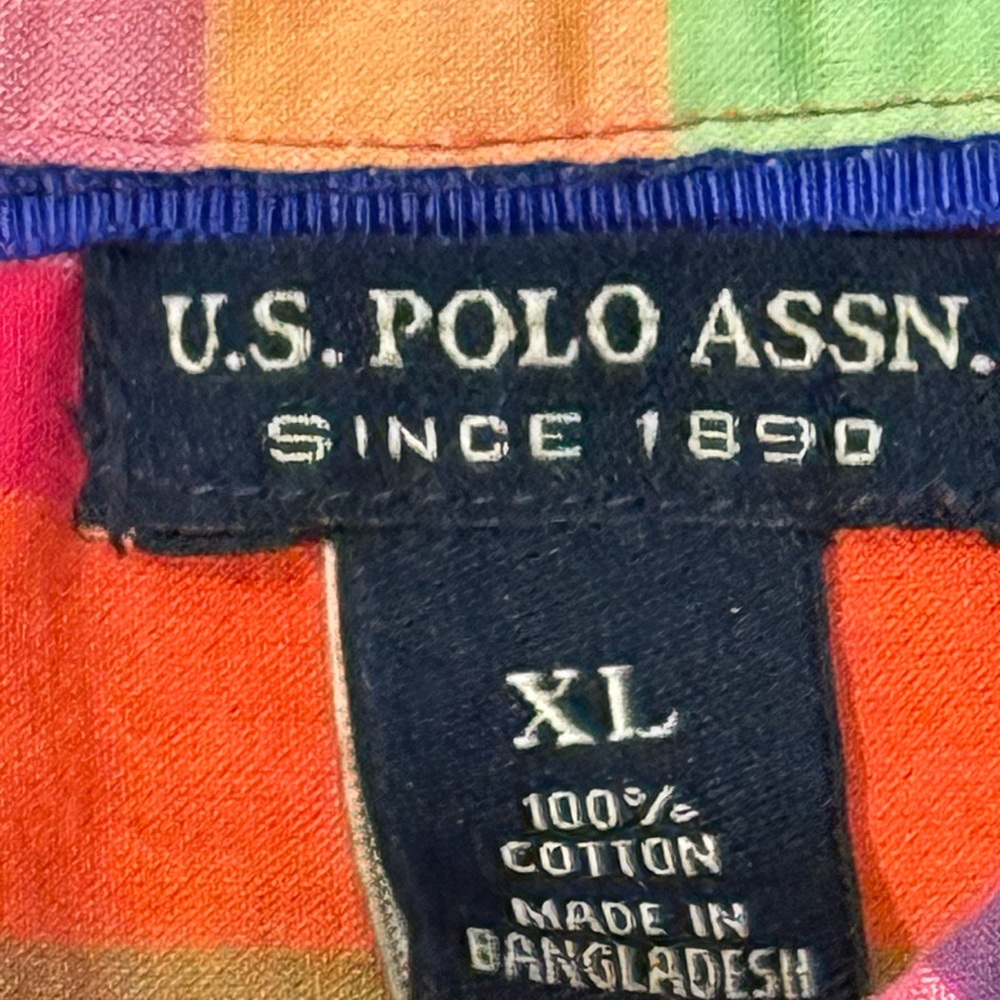 U.S. Polo Assn. Pink and Yellow Plaid Button-Down Shirt - Picture 5 of 5
